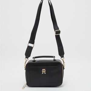 Tommy Hilfiger Black Crossbody Bag with Gold Accents